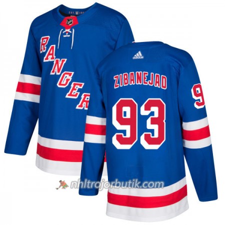 Män Ishockey New York Rangers Tröja Mika Zibanejad 93 Adidas 2017-2018 Royal Authentic